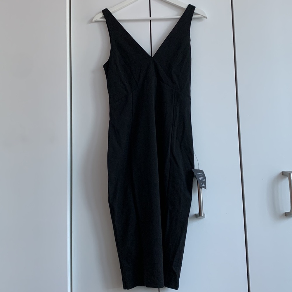 NWT Lulus Iconic Moment Black Bodycon Midi Dress (size small) - Picture 6 of 6